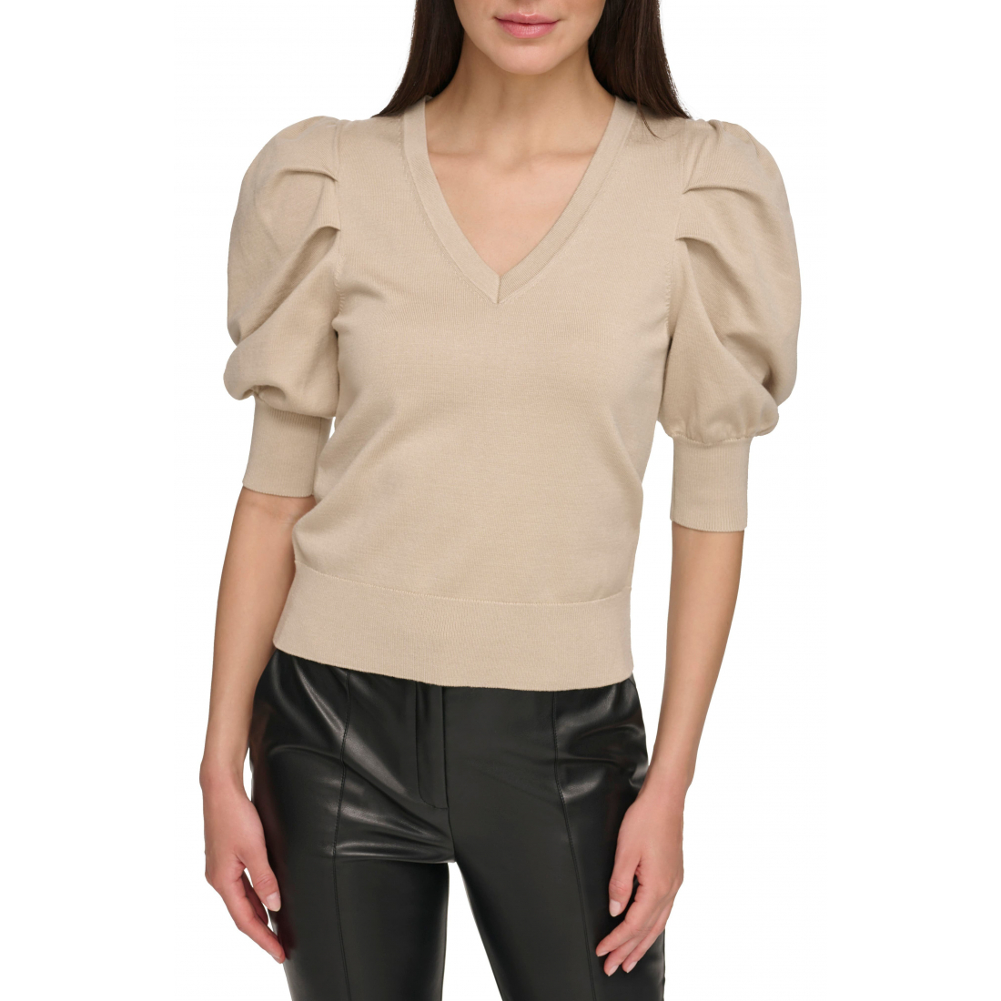 Pull 'Puff Sleeve V-Neck' pour Femmes