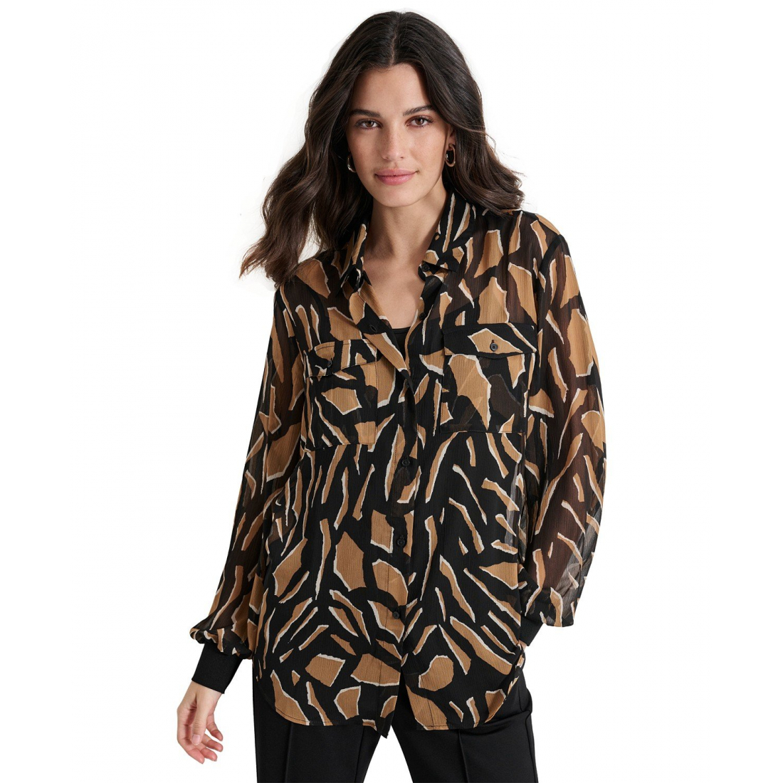 Chemise 'Printed Button-Front Long-Sleeve' pour Femmes