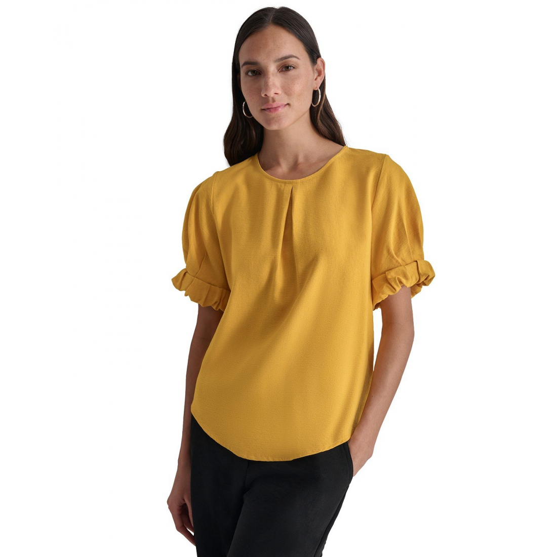 Blouse 'Puff-Sleeve Pleated' pour Femmes