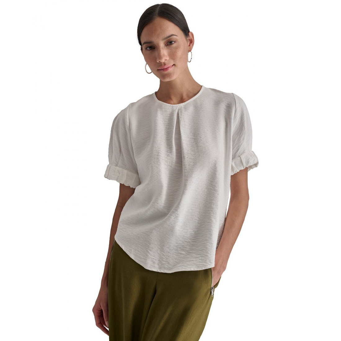 Blouse 'Puff-Sleeve Pleated' pour Femmes