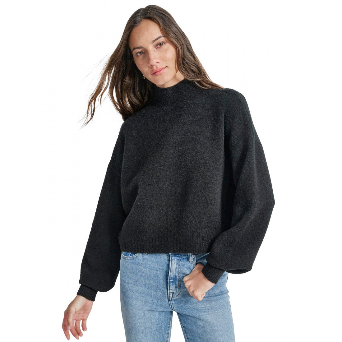 Pull 'Boxy Cropped Mock-Neck' pour Femmes