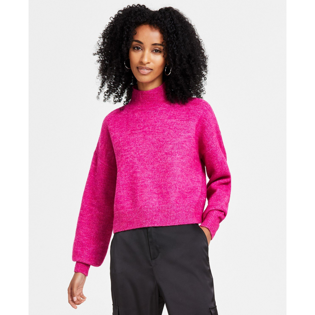 Pull 'Boxy Cropped Mock-Neck' pour Femmes