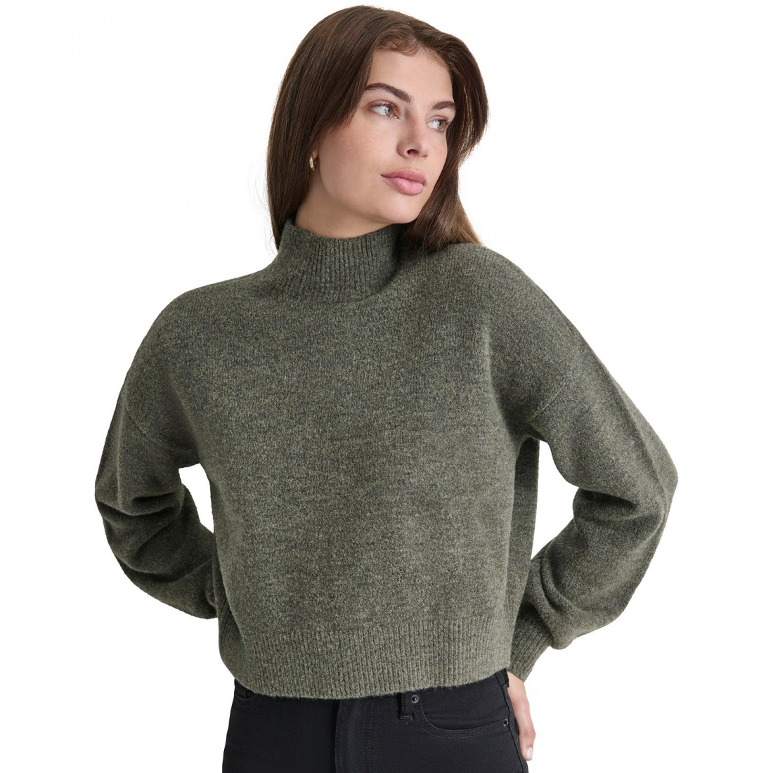 Pull 'Boxy Cropped Mock-Neck' pour Femmes