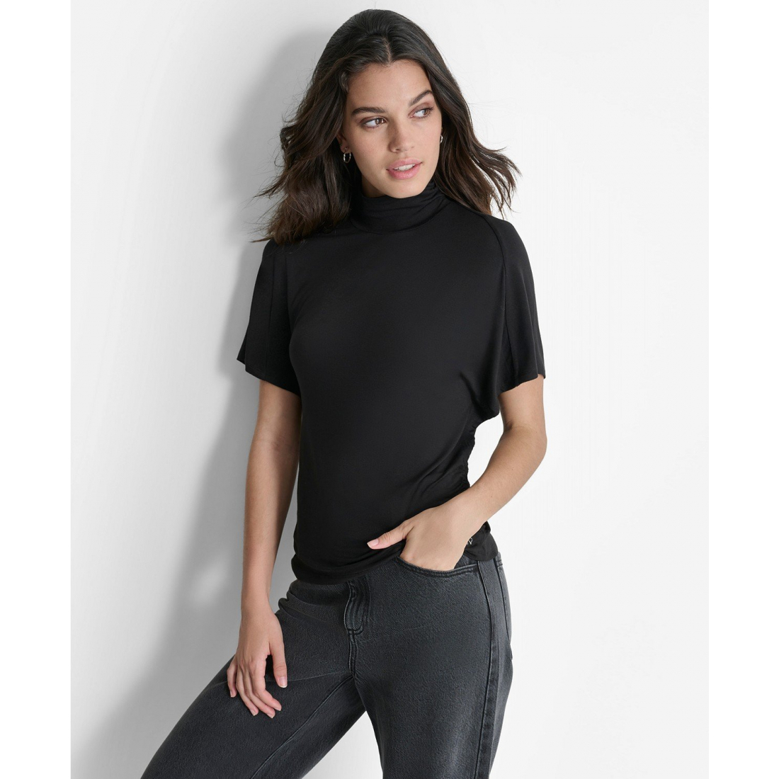 Top à manches courtes 'Mock Neck' pour Femmes