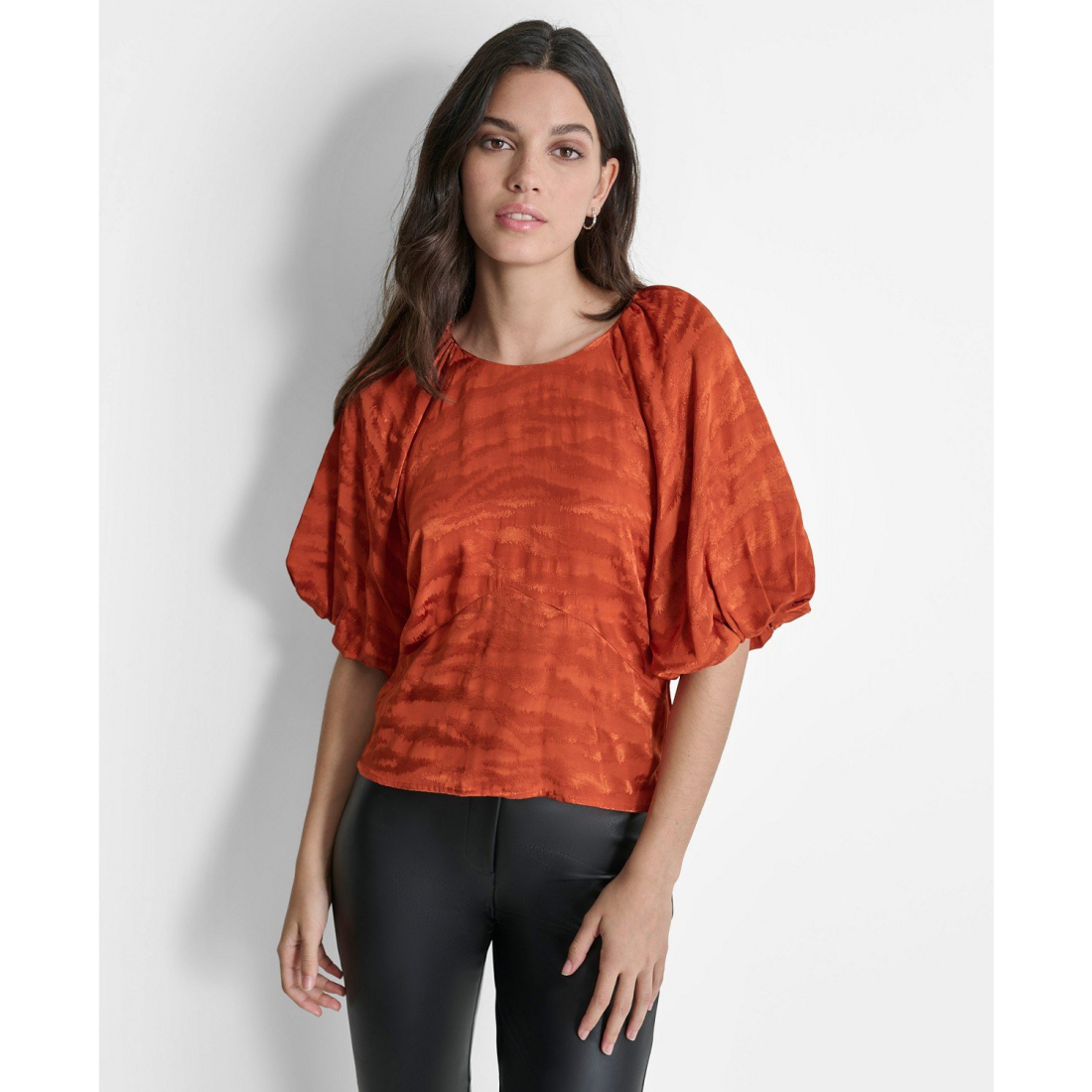 Top 'Puff-Sleeve Jacquard' pour Femmes
