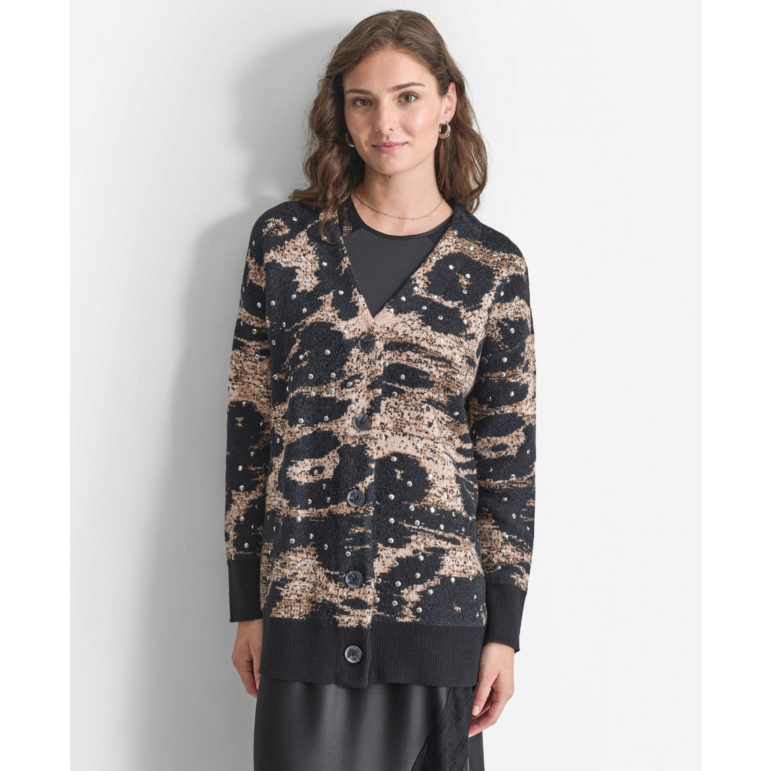 Cardigan 'Printed Button-Front Chenille' pour Femmes