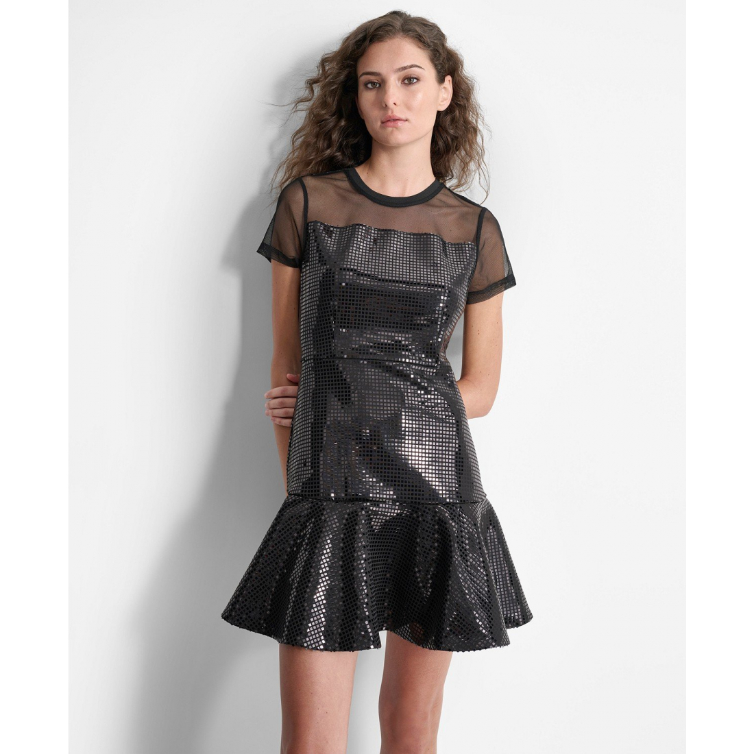 Robe mini 'Sequin Ruffled-Hem' pour Femmes