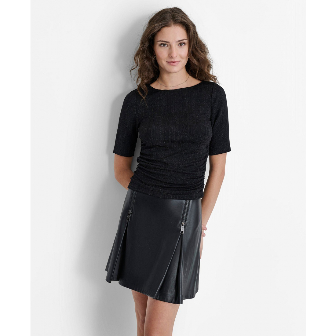 Top à manches courtes 'Round-Neck Variegated-Rib' pour Femmes