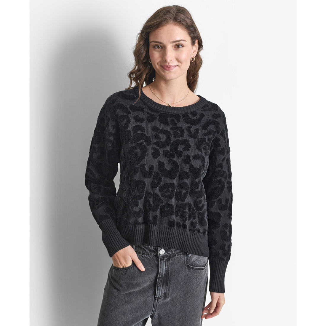 Pull 'Round-Neck Animal Chenille' pour Femmes