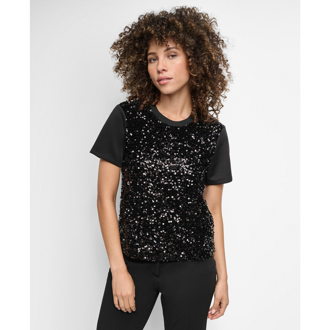 Blouse à manches courtes 'Crewneck Sequin' pour Femmes