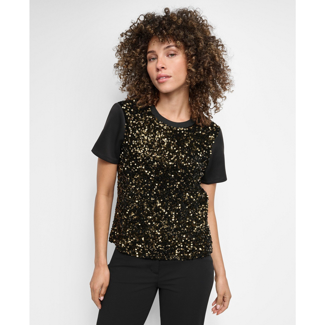 Blouse à manches courtes 'Crewneck Sequin' pour Femmes