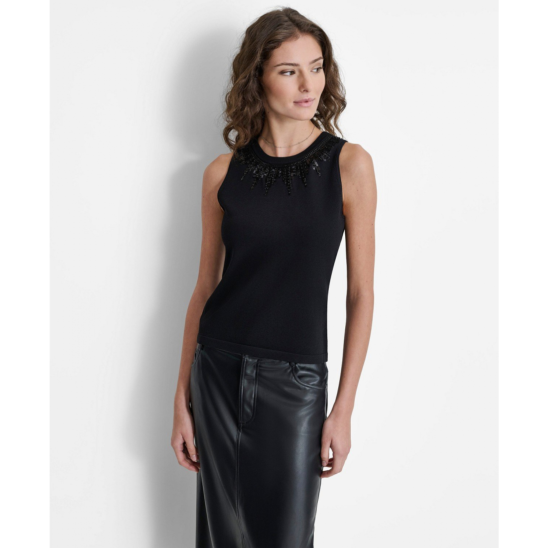 Pull sans manches 'Embellished-Neck' pour Femmes