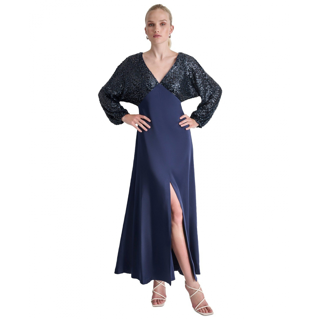 Robe de soirée 'Sequin Embellished Blouson-Sleeve' pour Femmes