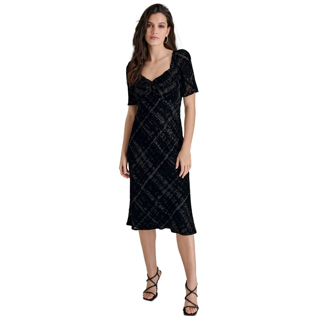 Robe Midi 'Sweetheart-Neck Velvet' pour Femmes