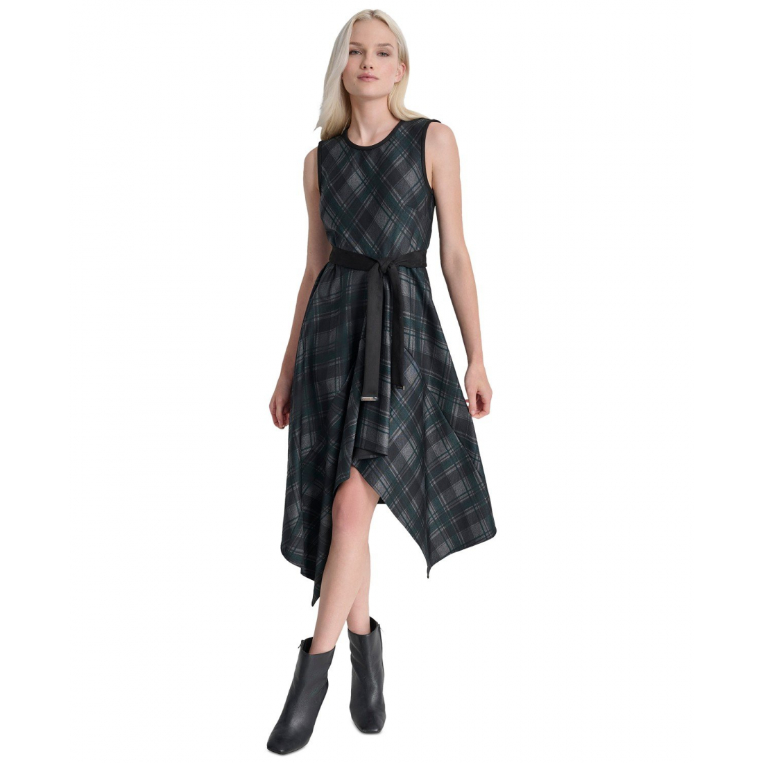 Robe sans manches 'Jewel-Neck Belted' pour Femmes