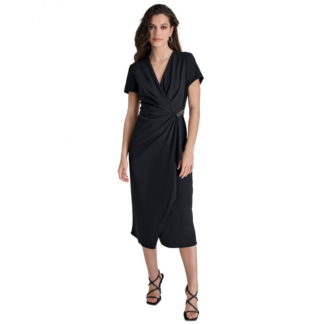 Robe à manches courtes 'Surplice-Neck Embellished Scuba' pour Femmes