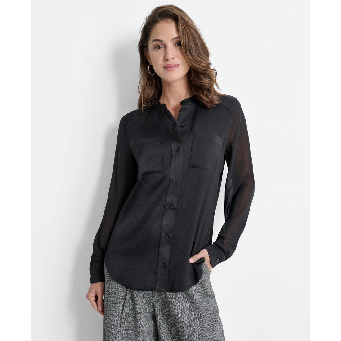 Blouse à manches longues 'Chiffon-Front Satin' pour Femmes