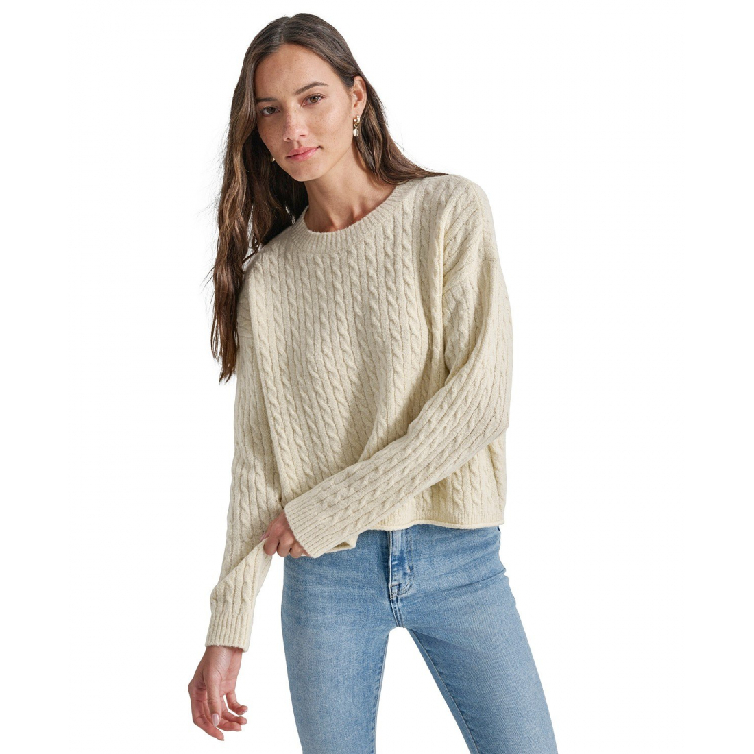Pull 'Metallic Cable Knit Crewneck' pour Femmes
