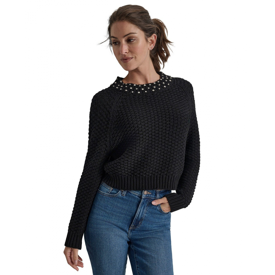 Pull 'Crystal-Embellished Raglan-Sleeve' pour Femmes