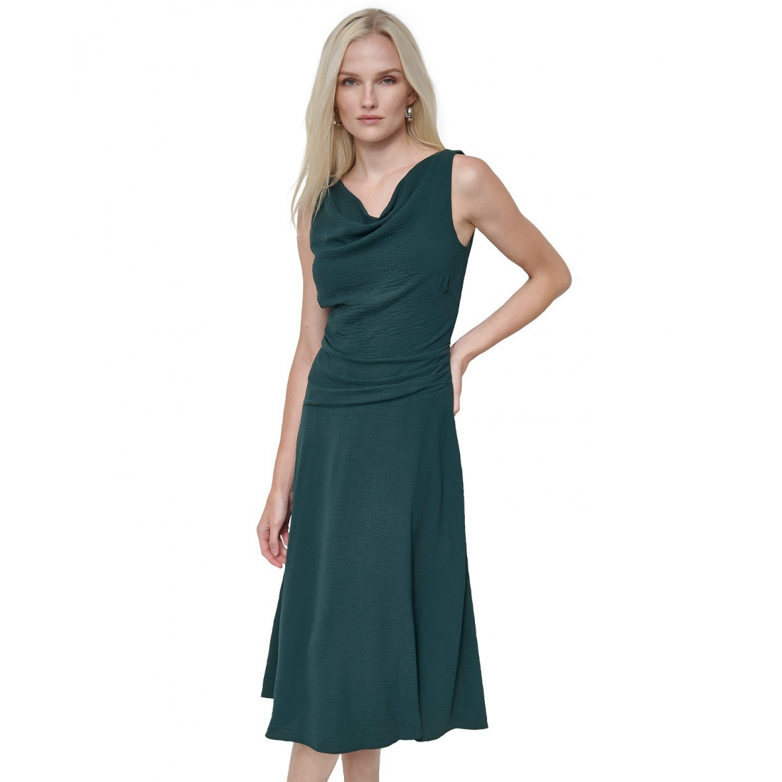 Robe Midi 'Sleeveless Cowlneck Gathered' pour Femmes