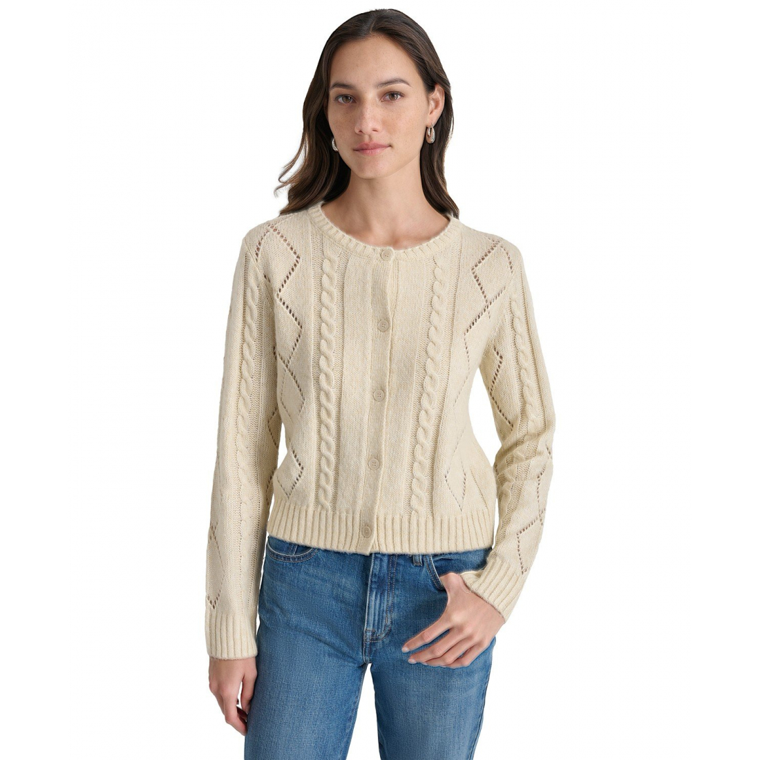 Cardigan 'Diamond Pointelle Long-Sleeve' pour Femmes