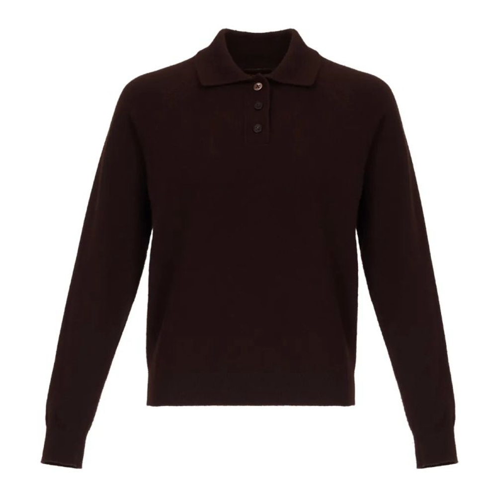 Top à manches longues 'Polo Collar Ribbed Knit' pour Femmes