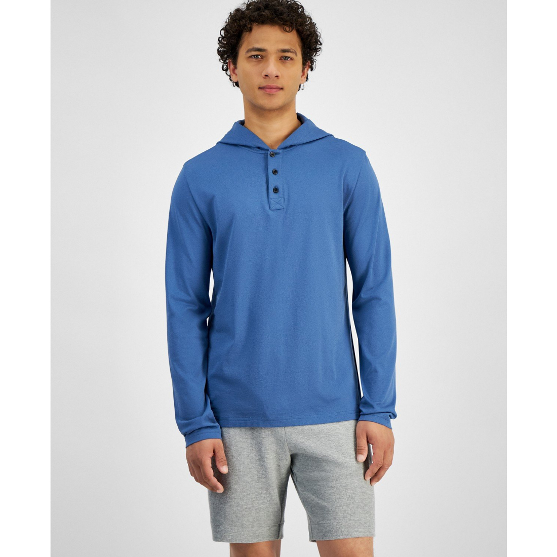 Men's 'Premium Textured Long Sleeve Henley Hoodie'