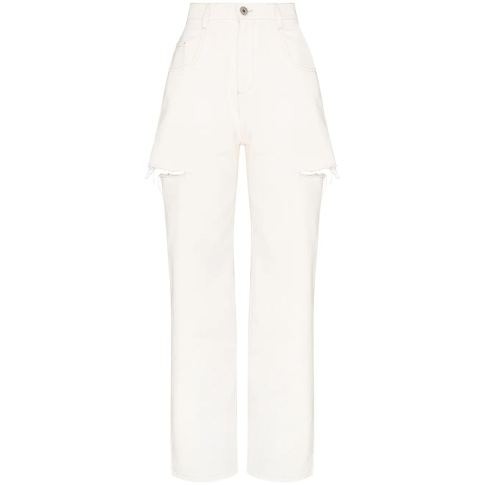 Jeans 'Distressed Straight-Leg' pour Femmes