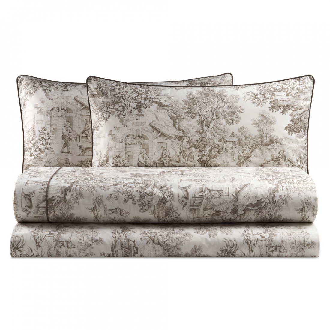 Toile De Jouy Lit Double Complet, Sable