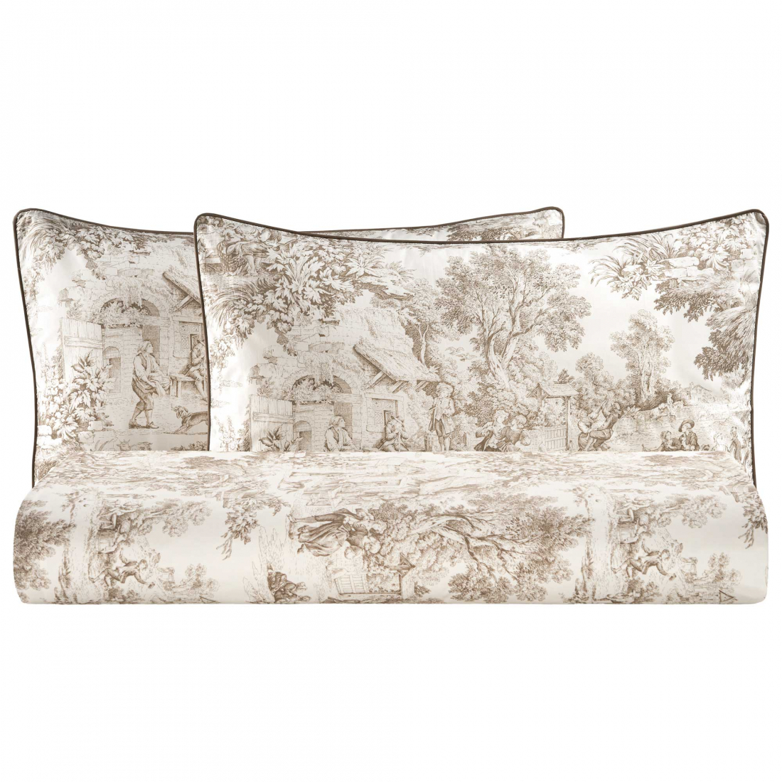 Toile De Jouy Double Duvet Cover Set, Sand