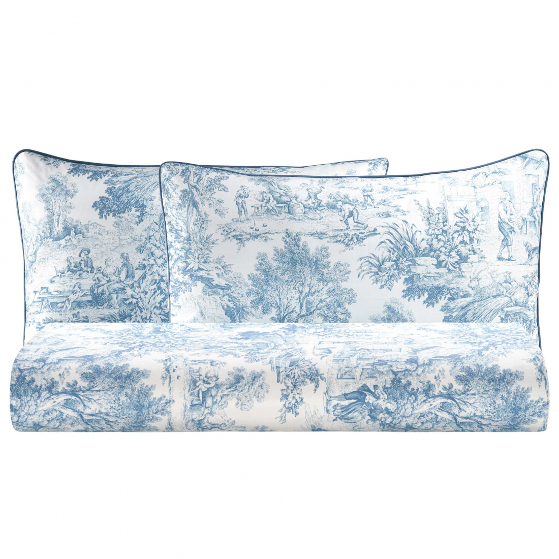 Toile De Jouy Double Duvet Cover Set, Blue