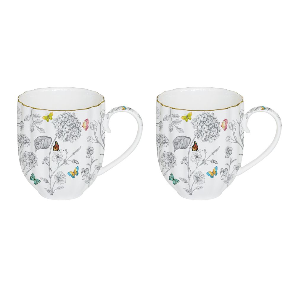 Set Mit 2 Tassen 300 ml Fleurs Et Papillons