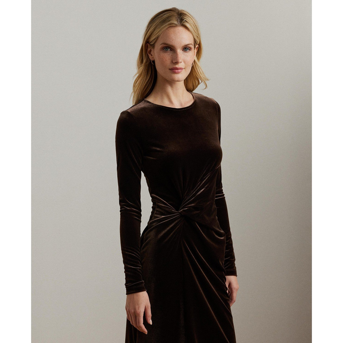 Robe à manches longues 'Twist-Front Velvet' pour Femmes
