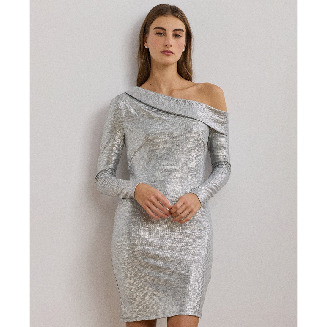 Women's 'Metallic Cocktail' Off The Shoulder Dress
