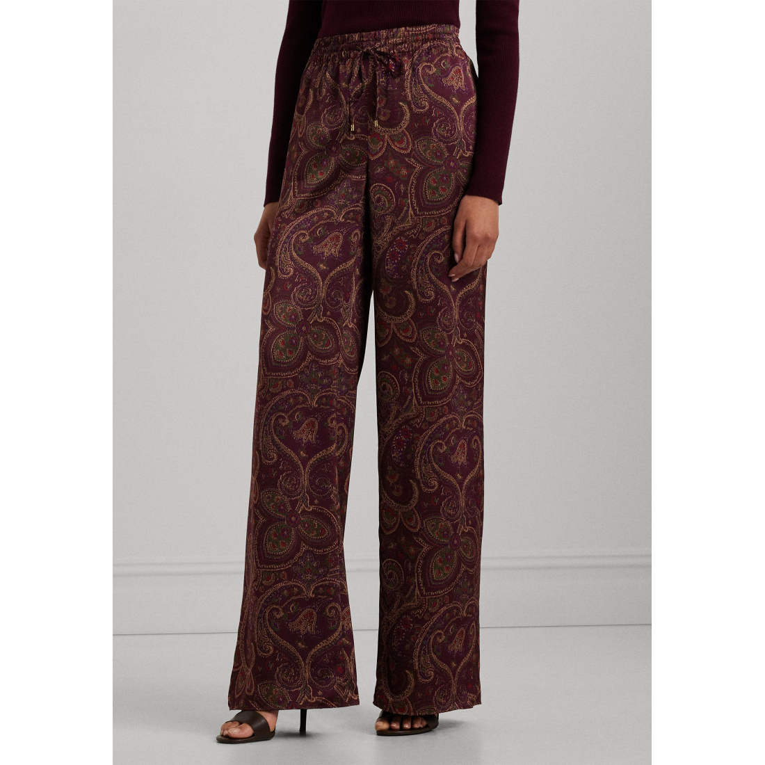 Pantalon 'Paisley Satin Charmeuse Wide-Leg' pour Femmes