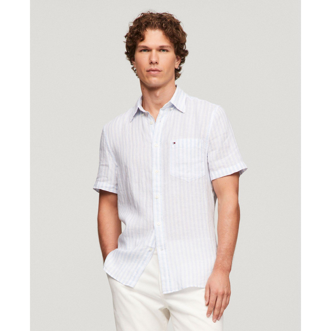 'Regular-Fit Stripe Linen Shirt' pour Hommes