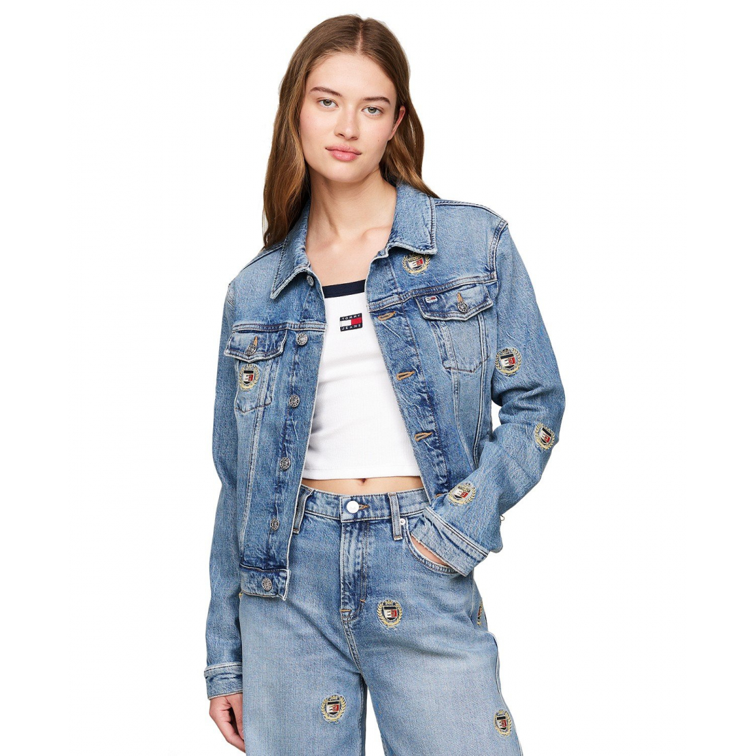 'Izzie Slim Crest Denim Jacket' pour Femmes