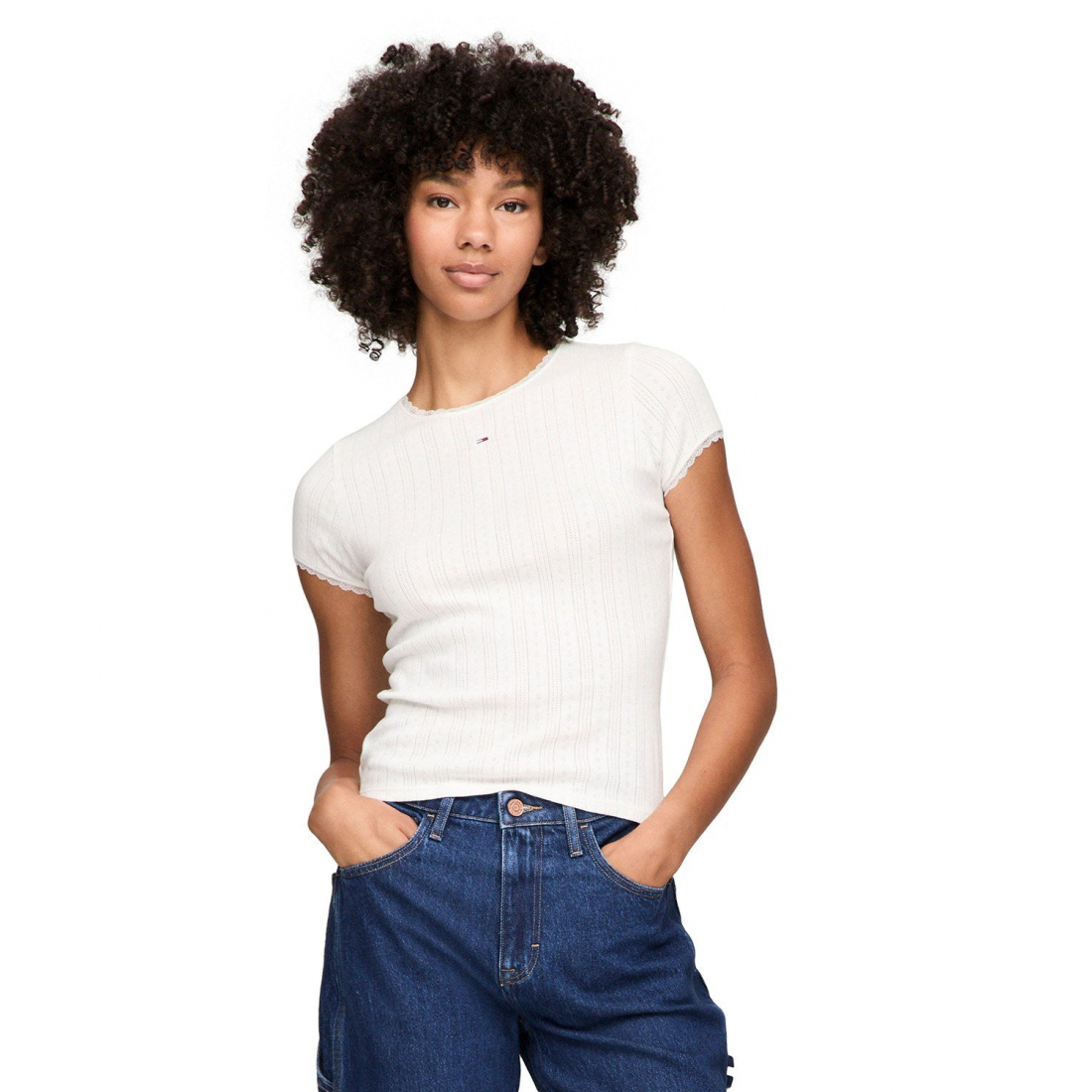 T-shirt 'Pointelle Ribbed' pour Femmes