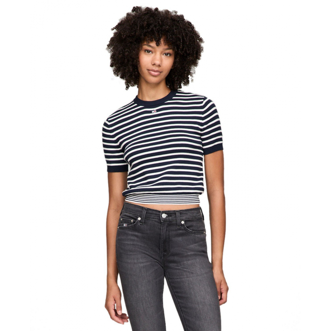 Pull à manches courtes 'Essential Striped' pour Femmes