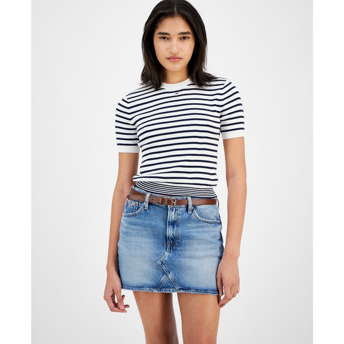 Pull à manches courtes 'Essential Striped' pour Femmes