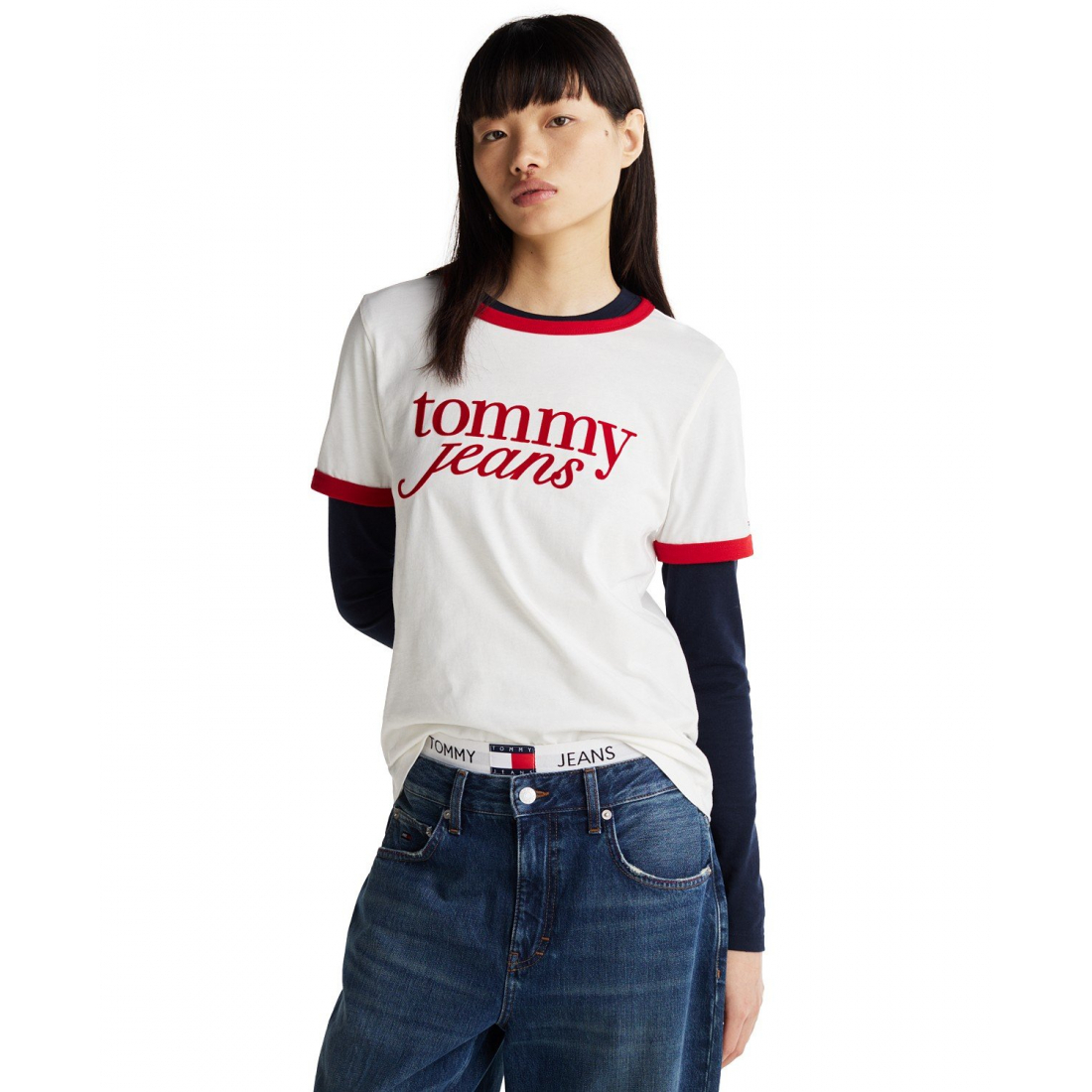 T-shirt 'Script Logo Ringer' pour Femmes