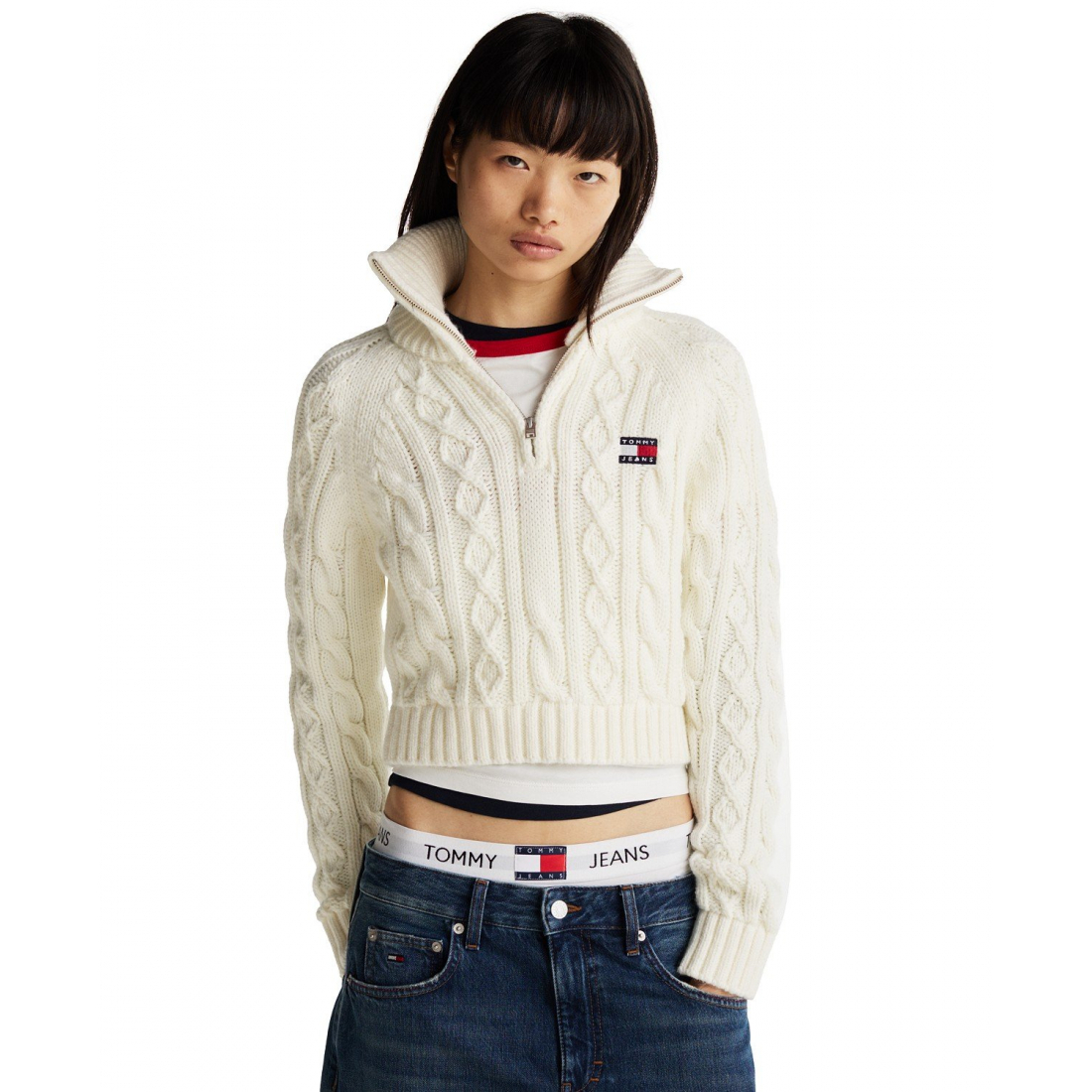 Pull 'Quarter-Zip Cable-Knit' pour Femmes