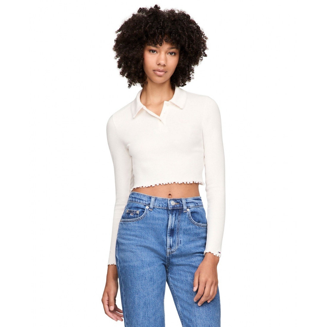 Polo manches longues 'Cropped' pour Femmes
