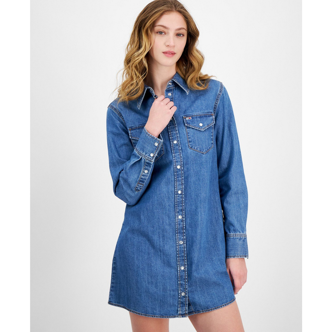 Robe chemise 'Long-Sleeve Denim' pour Femmes