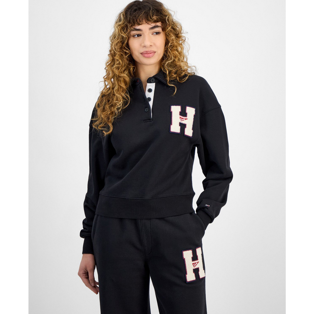 'Cotton H-Patch Long-Sleeve Polo Sweatshirt' pour Femmes