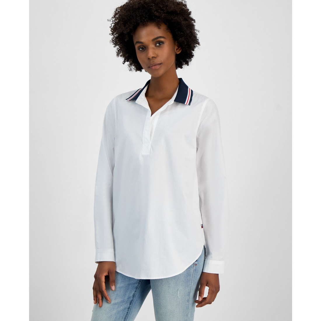 'Knit-Collar Split-Neck Tunic' pour Femmes