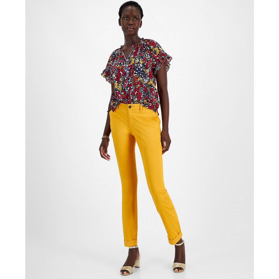 Pantalon 'TH Flex Hampton Cuffed Chino Straight-Leg' pour Femmes