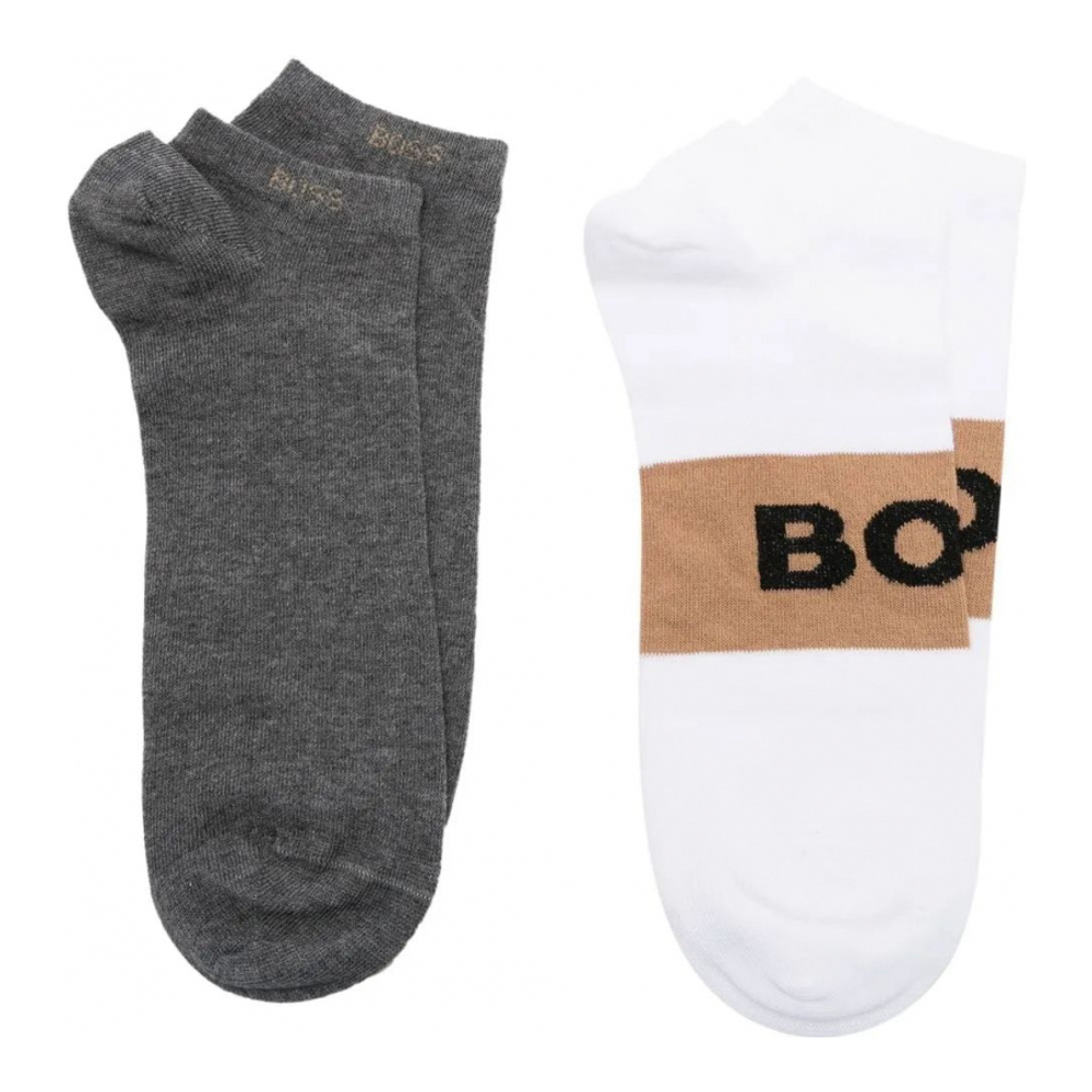 Chausettes 'Logo-Embroidered Trainer' pour Hommes - 2 Paires