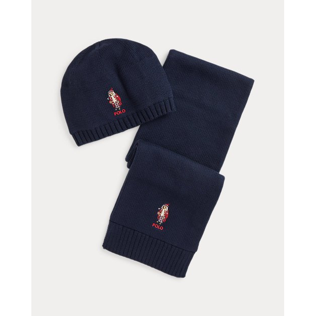 'Polo Bear Cotton-Blend Hat & Scarf Set' pour Enfants