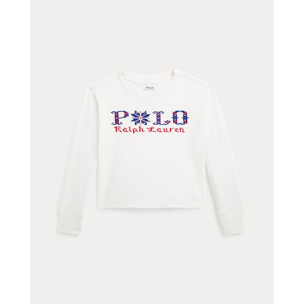 'Logo Cotton Boxy Long-Sleeve Tee' pour Petites filles